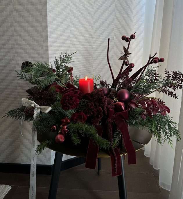 Burgundy Christmas Arrangement 2024